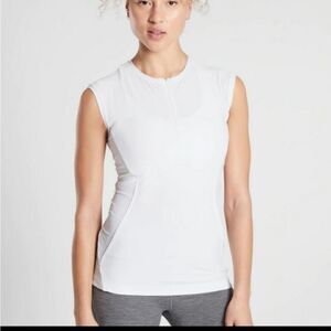 NWOT Athleta Pacifica II‎ White Tank Top Mesh & Zip XS